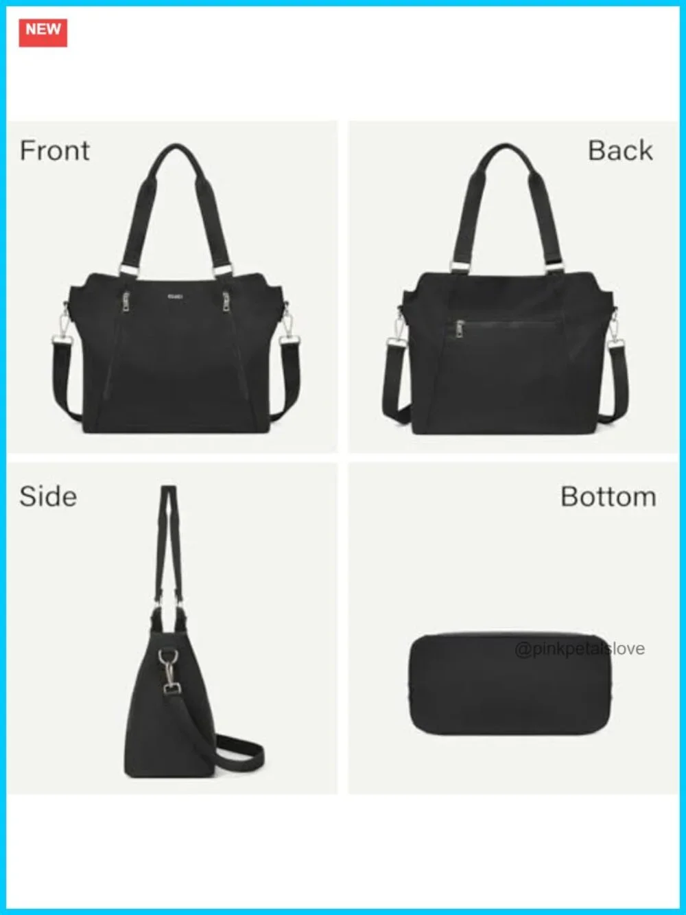 Large Hobo Tote Bag with Multiple Pockets Water Repellent Nylon Shoulder Bag